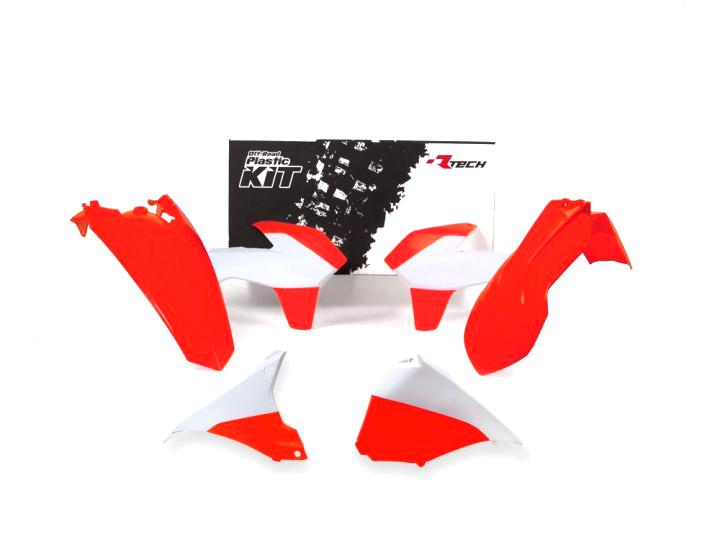 R-TECH NEON ORANGE PLASTIC KIT KTM EXC/EXC-F 2014-2016, VENTED FRONT FENDER