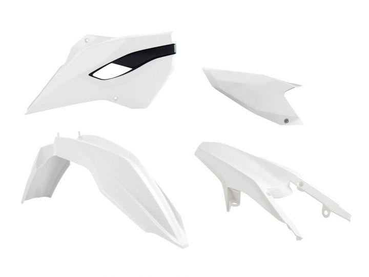 R-TECH WHITE PLASTIC KIT/4 HUSABERG TE/FE 2T 125-380, TE/FE 4T 250-501 13-14