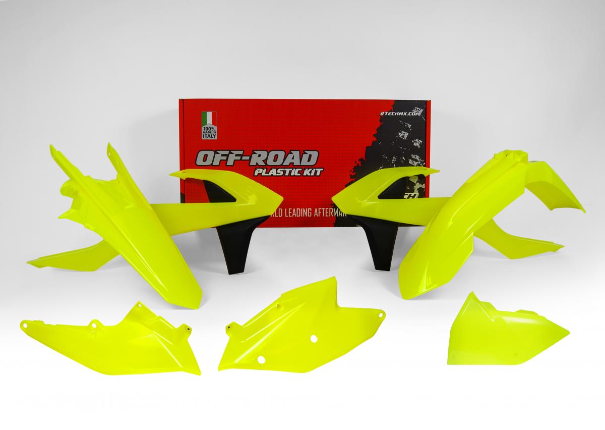 R-TECH NEON YELLOW PLASTIC KIT/5 KTM EXC/EXC-F 250-500 17-19, XC-W 125/150 17-19