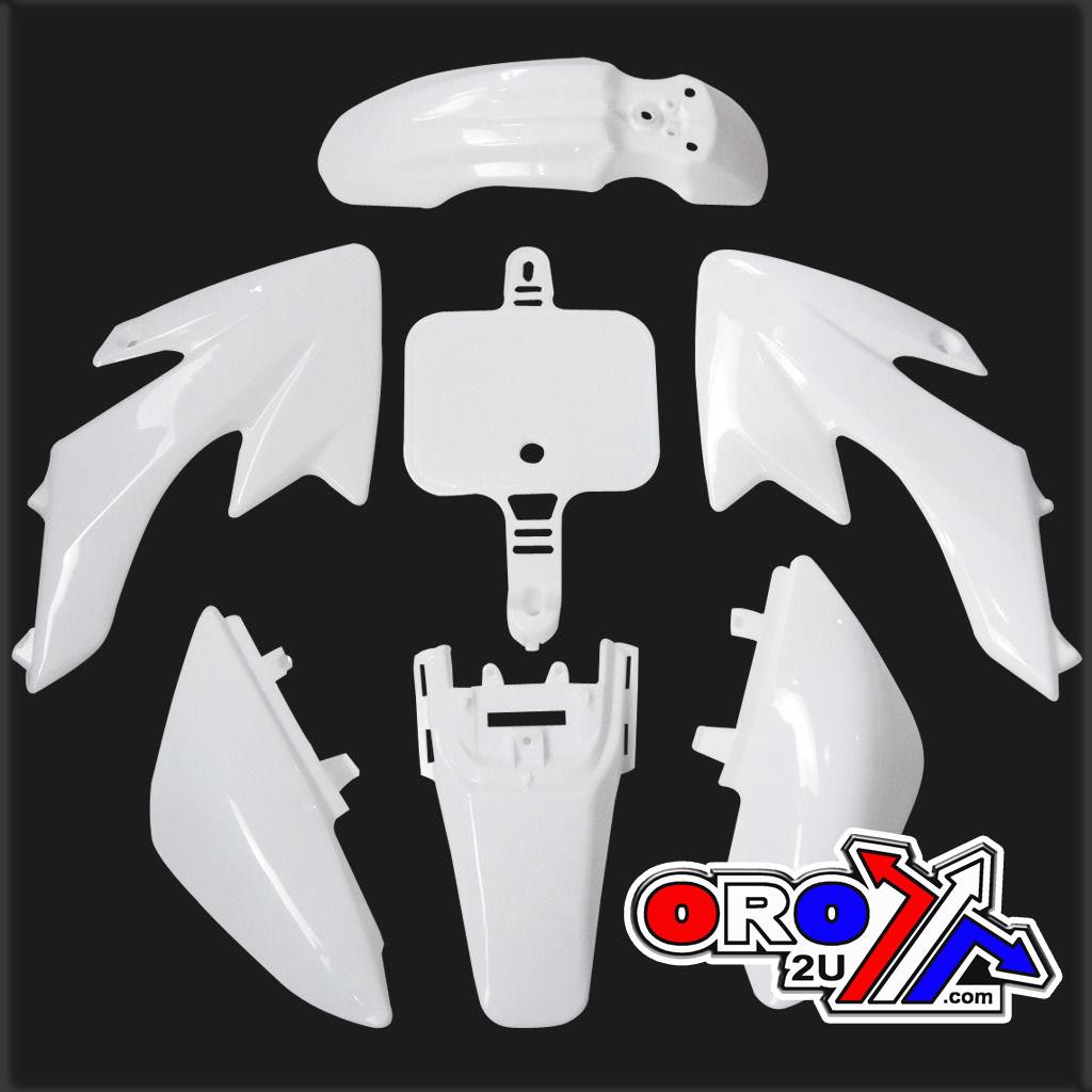FIR WHITE PLASTIC KIT HONDA CRF50 STYLE/PITBIKE (LONG FENDER)