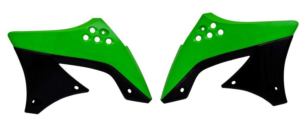 R-TECH GREEN/BLACK RADIATOR SCOOPS KAWASAKI KX450F 2009-2011