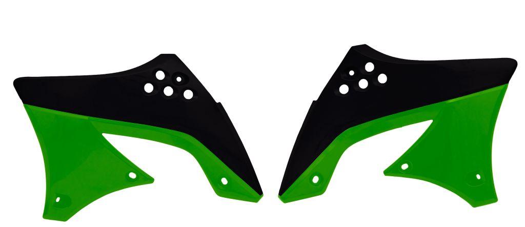 R-TECH BLACK/GREEN RADIATOR SCOOPS KAWASAKI KX450F 2009-2011