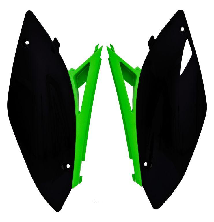 R-TECH BLACK/GREEN SIDE PANELS KAWASAKI KX250F 2009-2012, KX450F 2009-2011