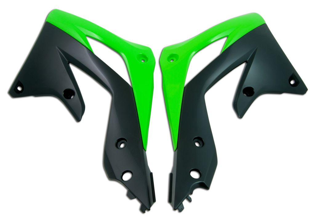 R-TECH GREEN/BLACK RADIATOR SCOOPS KAWASAKI KX450F 2012-2015