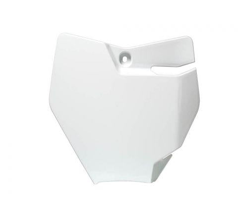 R-TECH WHITE FRONT PLATE KTM SX65 2016-2023, GAS GAS MC65 2021-2023