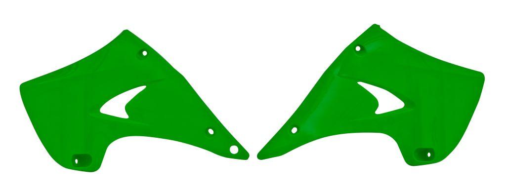 R-TECH FLO GREEN RADIATOR SCOOPS KAWASAKI KX125 2003-2008, KX250 2003-2008