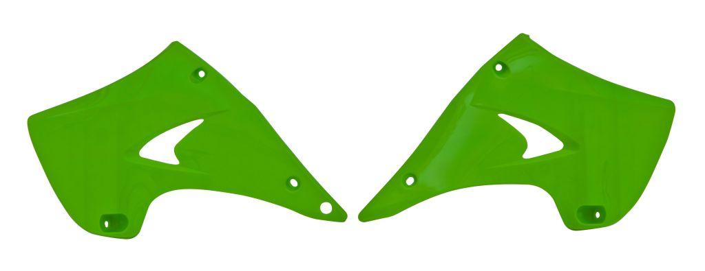 R-TECH GREEN RADIATOR SCOOPS KAWASAKI KX125 2003-2008, KX250 2003-2008