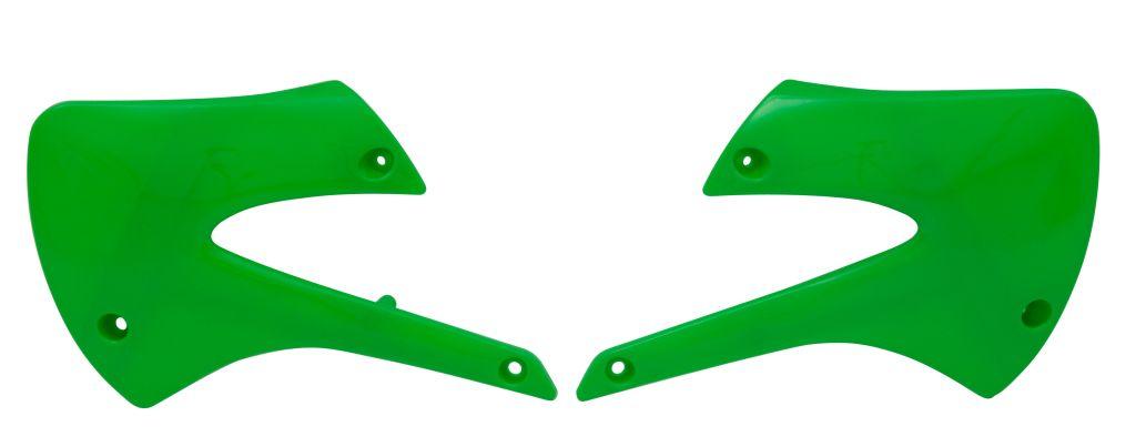 R-TECH FLO GREEN RADIATOR SCOOPS KAWASAKI KX85 1998-2013, KX100 2004-2013
