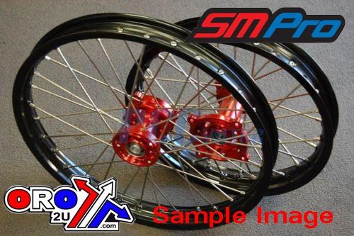 SM PRO 16x1.85 REAR WHEEL BLACK RIM, RED HUB HONDA CRF150RB 2007-2024