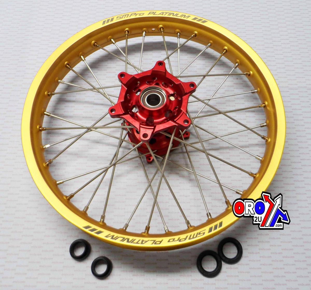 SM PRO 19x2.15 REAR WHEEL GOLD RIM, RED HUB HONDA CRF250R 14-23, CRF450R 13-23