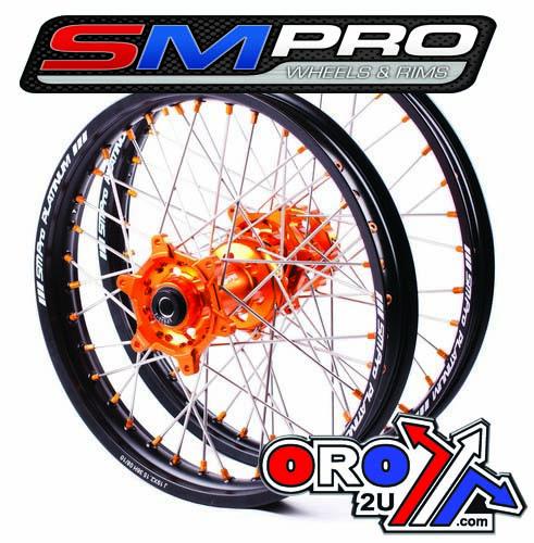 SM PRO 19x1.85 REAR WHEEL BLACK RIM, ORANGE HUB,ORANGE /NIPPLES