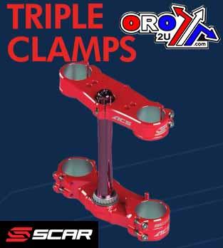 TRIPLE CLAMPS 22 RED CRF250 14-20, CRF450 13-20 OFFSET 22mm SCAR S2420