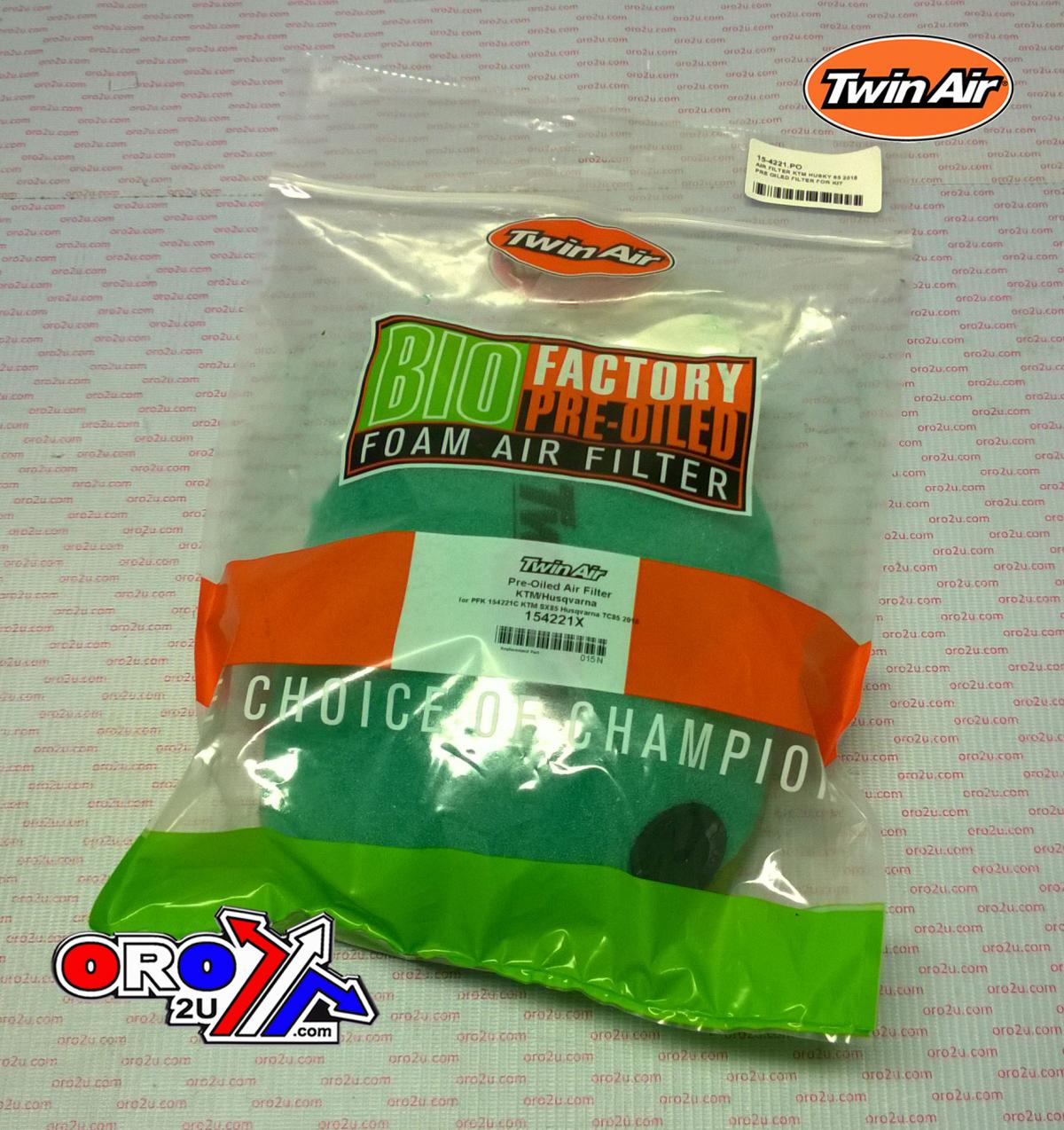 AIR FILTER KTM HUSKY 85 18-23, PRE OILED FILTER FOR KIT, TWINAIR 154221X