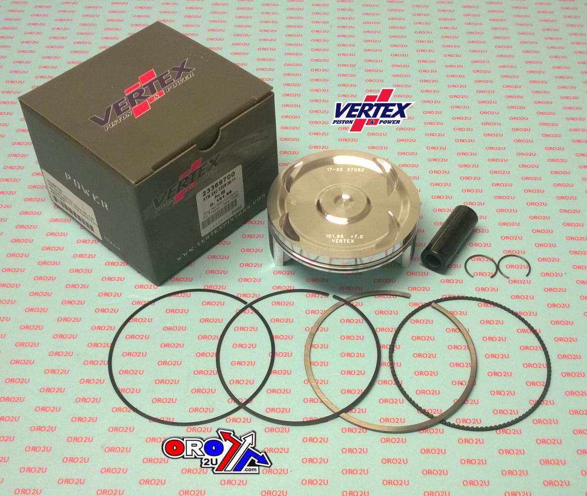 PISTON KIT VERTEX 102.0 KTM EXC 530 08-11, OS +7.00 BIG BORE XL COMPR 11,9:1