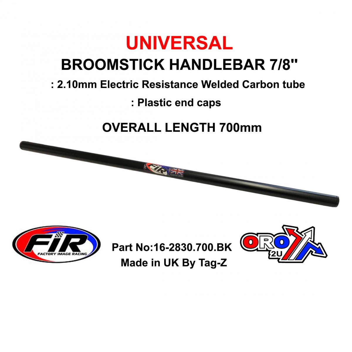 BROOMSTICK HANDLEBAR 7/8'' 700mm, FITTMENT UNIVERSAL / MATT BLACK / EACH