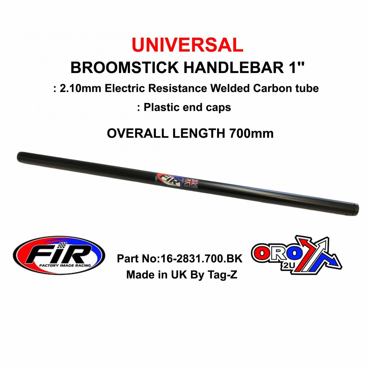 BROOMSTICK HANDLEBAR 1'' 700mm, FITTMENT UNIVERSAL / MATT BLACK / EACH