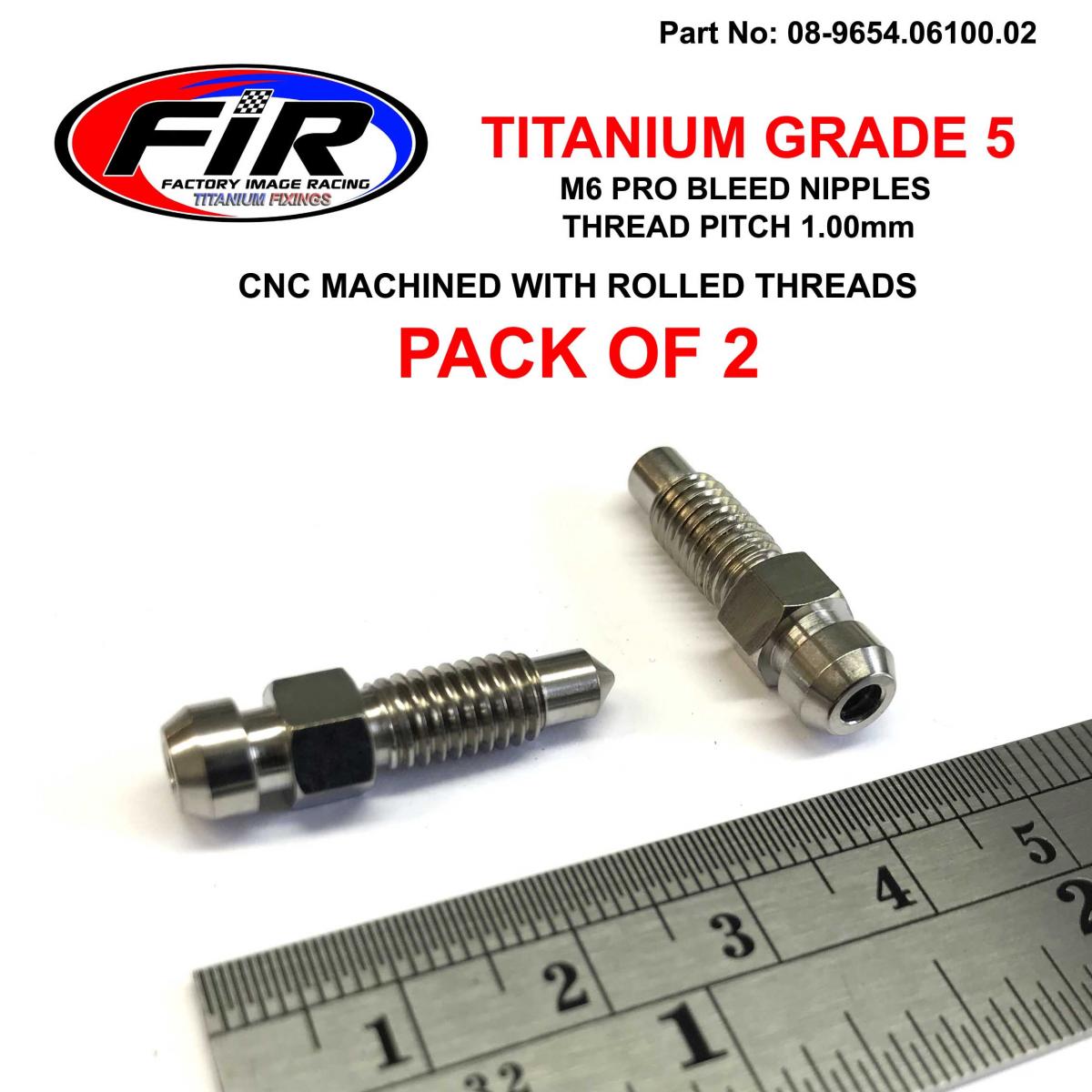 TITANIUM GR5 M6x1.00mm BLEED NIPPLE, PACK OF 2 / 34212314017 631.4.004.1A