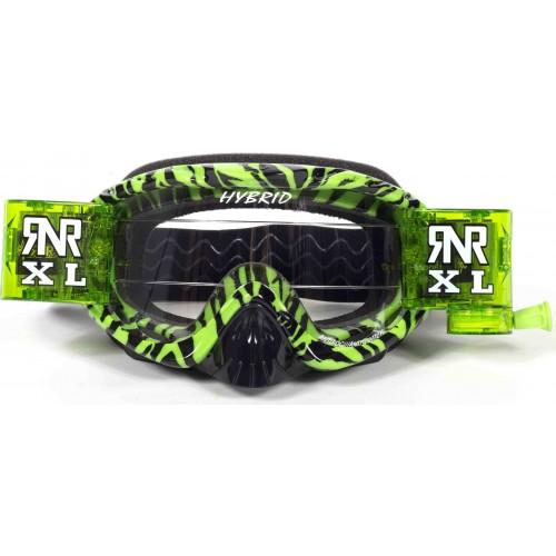 RNR HYBRID XL ROLL & TEAR OFF, WILD GREEN & BLACK GOGGLE, 36MM ROLL OFF, GH367XL