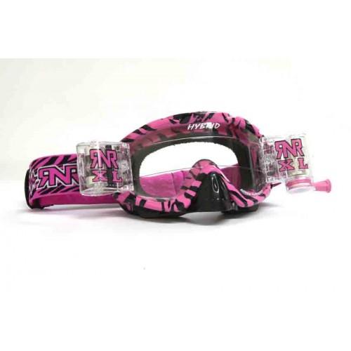 RNR HYBRID XL ROLL & TEAR OFF, WILD PINK & BLACK GOGGLE, 36MM ROLL OFF, GH369XL