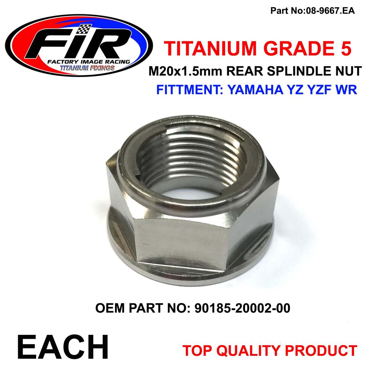 TITANIUM GR5 REAR SPINDLE NUT, M20x1.50 YAM KAW 90185-20002, EACH 92210-0939