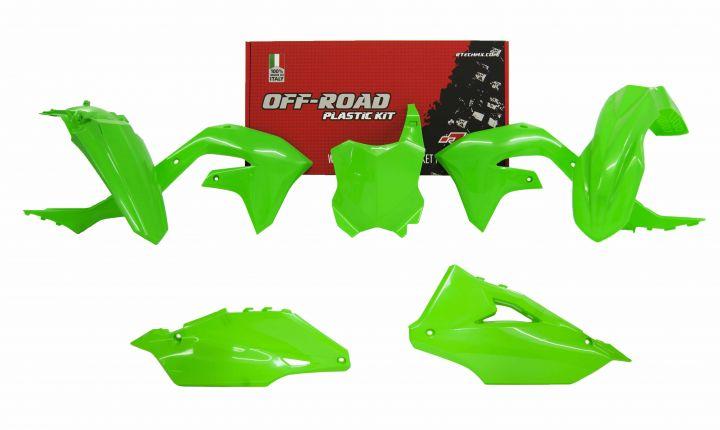 R-TECH NEON GREEN PLASTIC KIT/5 KAWASAKI KX250/X 2021-2024, KX450/X 2019-2023