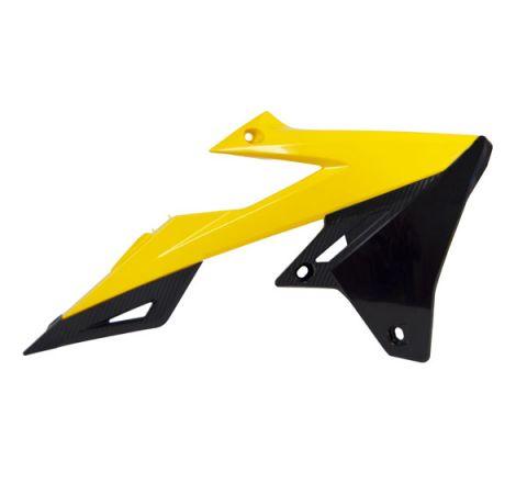 R-TECH YELLOW/BLACK RADIATOR SCOOPS SUZUKI RM-Z250 2019-2023, RM-Z450 2018-2023
