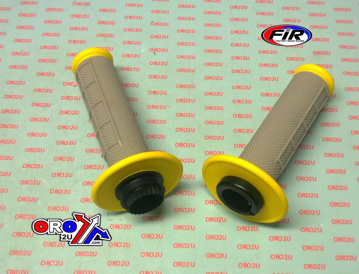 LOCK ON GRIPS HALF WAFFLE, SOFT GREY/YEL, MX-08752YL, ODI STYLE, FIR -