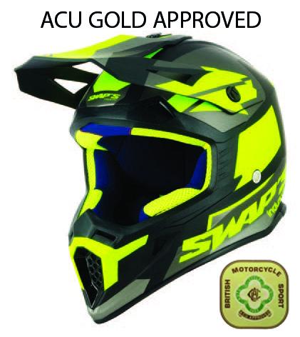 SWAP'S MX HELMET XL 62 BLACK/GREEN, !! ACU GOLD APPROVED !!