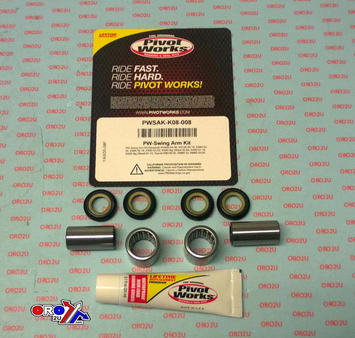 SWINGARM BEARING KIT PIVOT WORKS PWSAK-K08-008 KX80/85 83-22, KX100 95-21