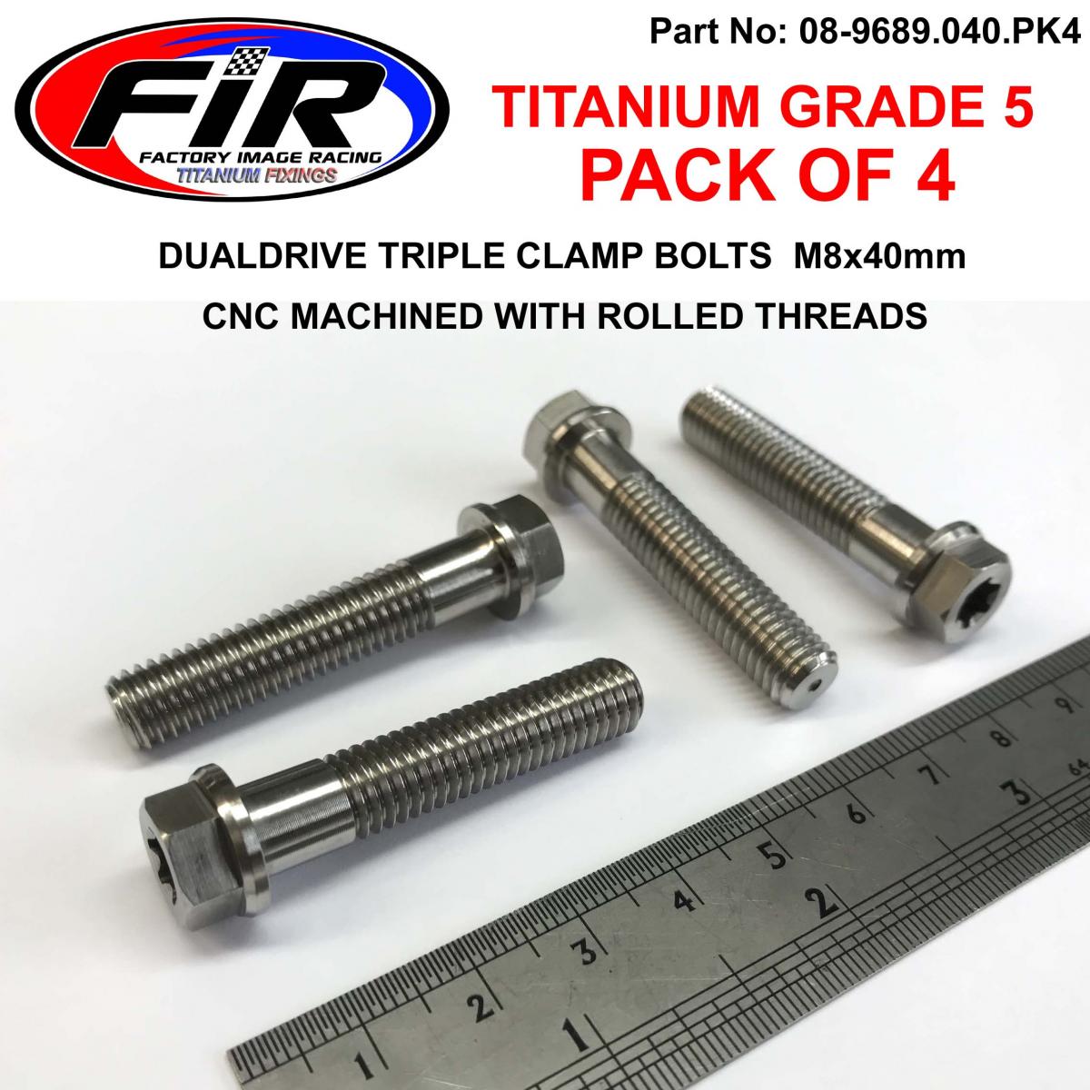 GR5 TITANIUM BOLT M8x40mm PK4, TRIPLE CLAMP BOLTS / DUALDRIVE, KTM RE: 25080406