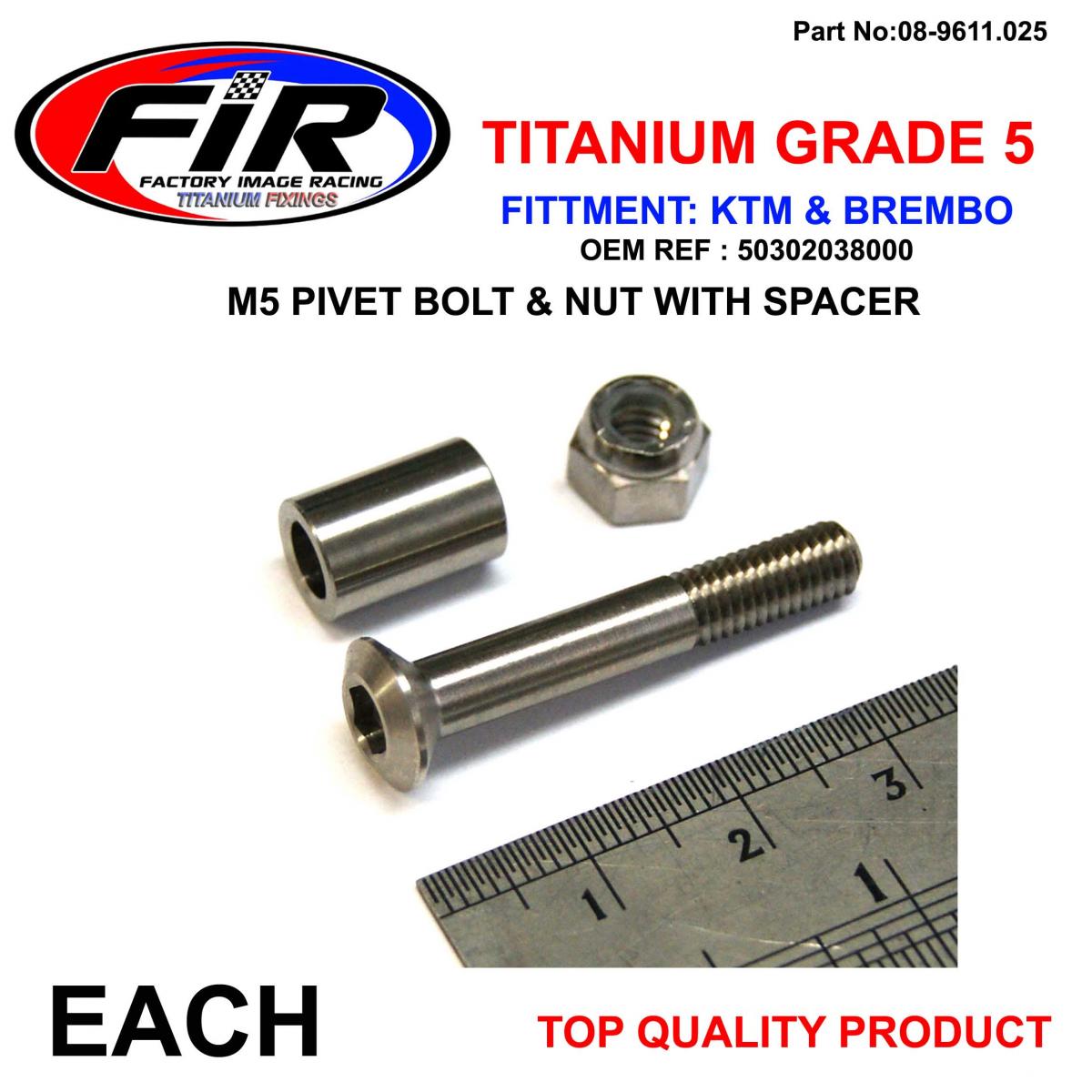 TITANIUM GR5 CLUTCH LEVER PIVOT BOLT KIT KTM, BREMBO 50302038000 1997>2013
