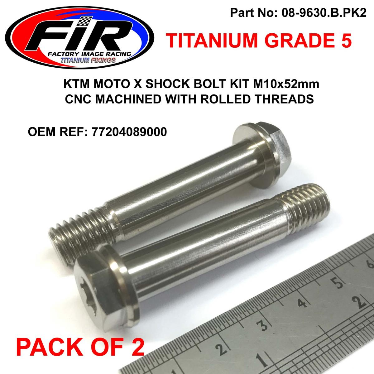 TITANIUM GR5 M10x52 BOLTS KTM, SHOCK BOLT KIT PACK OF 2, KTM HUSQ 77204089000