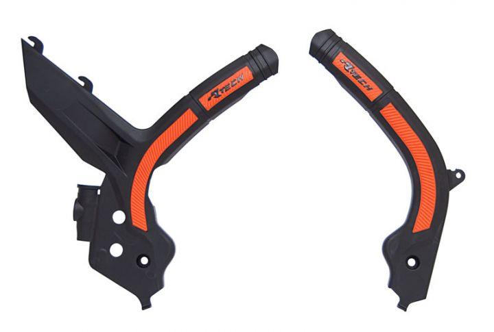 R-TECH BLACK/ORANGE GRIPPY FRAME GUARD KTM EXC/EXC-F 20-23, SX/SX-F 19-22