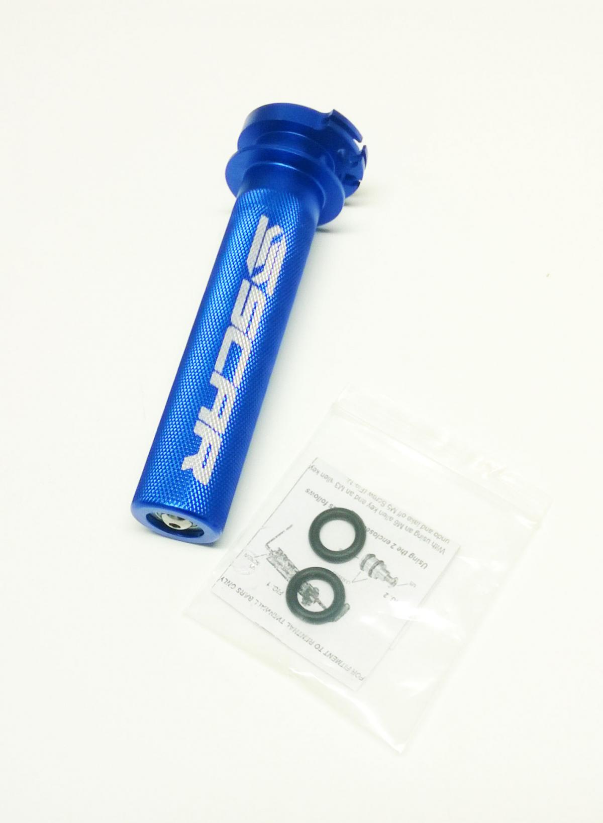 THROTTLE TUBE / BEARING, YZ 250/450 SCAR RACING TT100B BLUE, ALLOY CNC BILLET