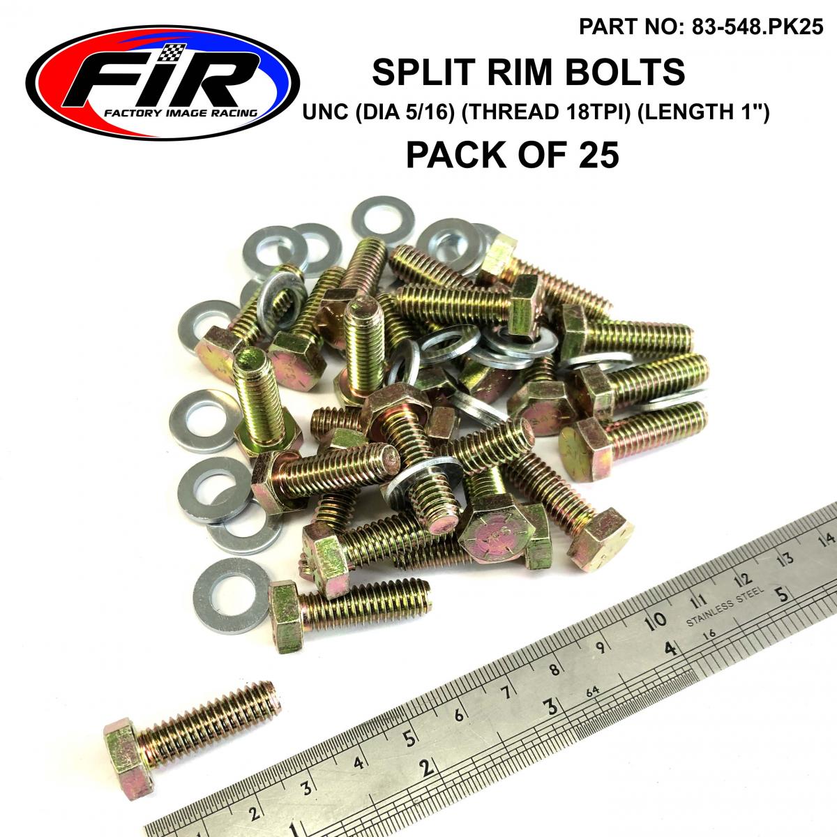 BEAD LOCK BOLTS UNC 5/16-18TPI 1'', PACK OF 25 SPLIT RIM, IMPERIAL