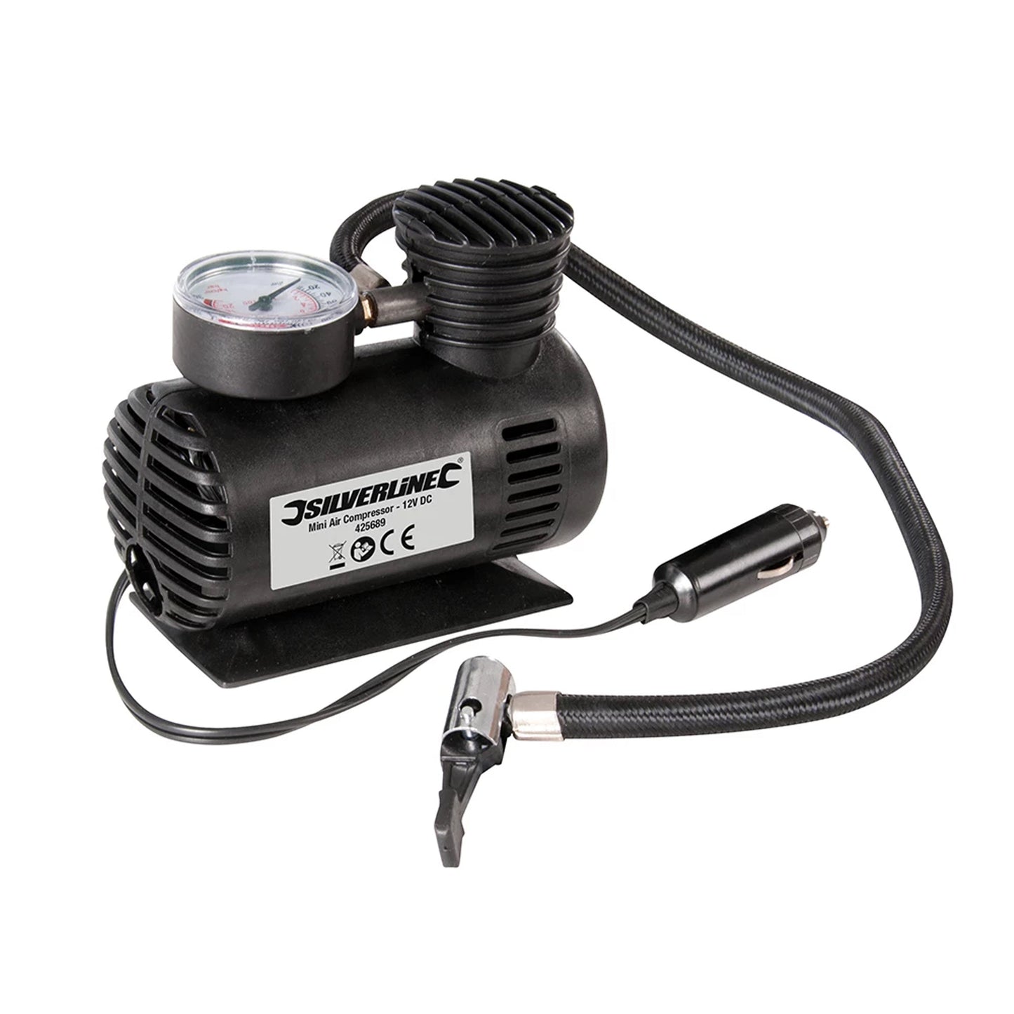 Silverline Mini Air Compressor 12V DC, 425689 Ideal For Cars Bikes & Inflatables