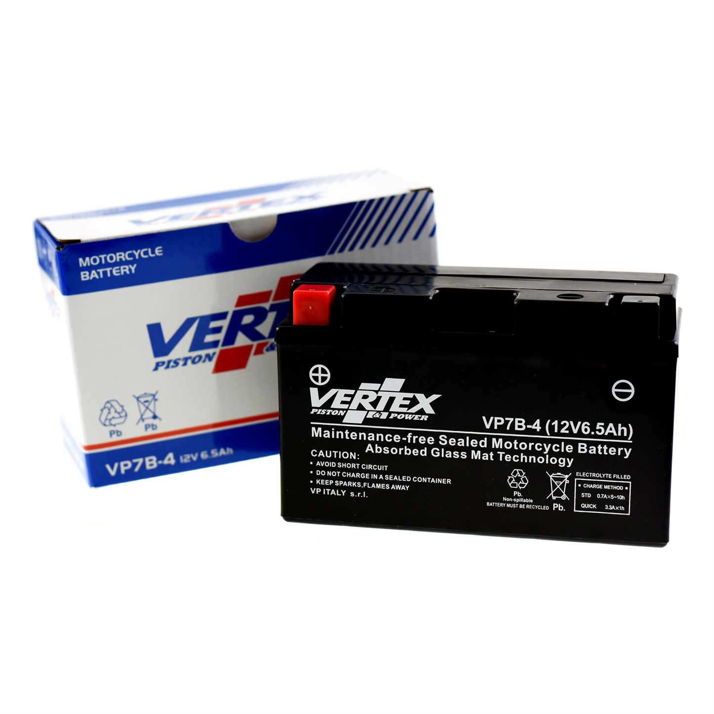 Vertex VP7B-4 Battery replaces CT7B-4,CT7B-BS (L:150 mm x W:66 mm x H:95 mm)