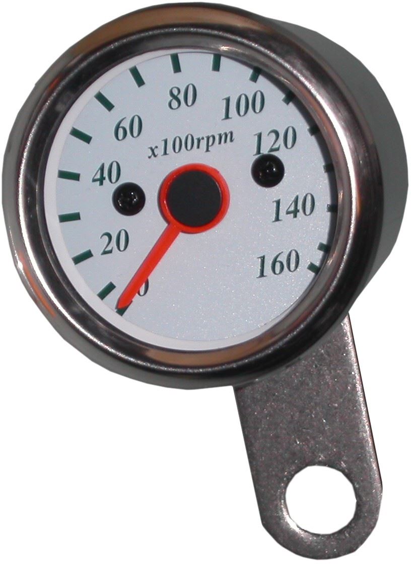 Tacho 48mm 1:4 White face with Stainless Body