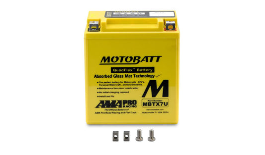 Motobatt Battery MBTX7U 12v 8.5Ah (20Hr) CCA:130A YTX7LBS, YTZ8V L:114mm x H:128mm x W:70mm