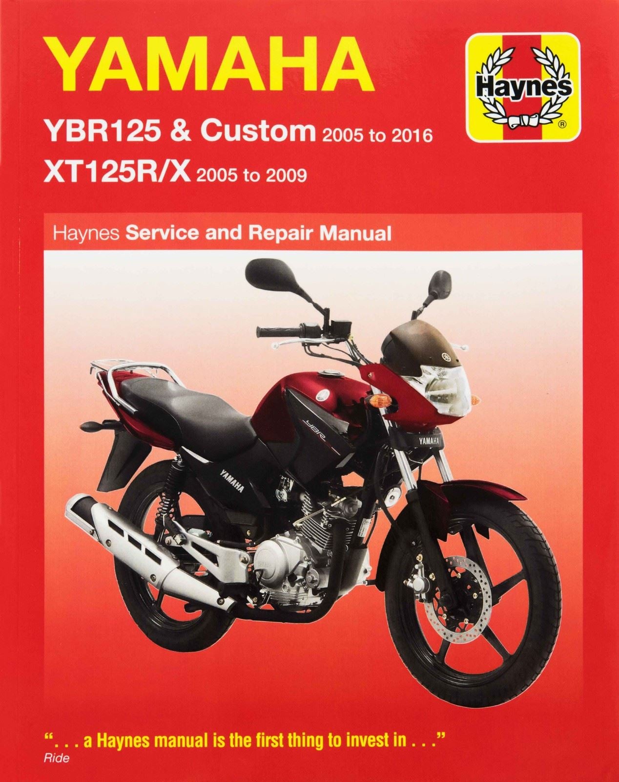 Haynes Manual Yamaha YBR125 inc Custom 05-13, XT125R, XT125X 05-13