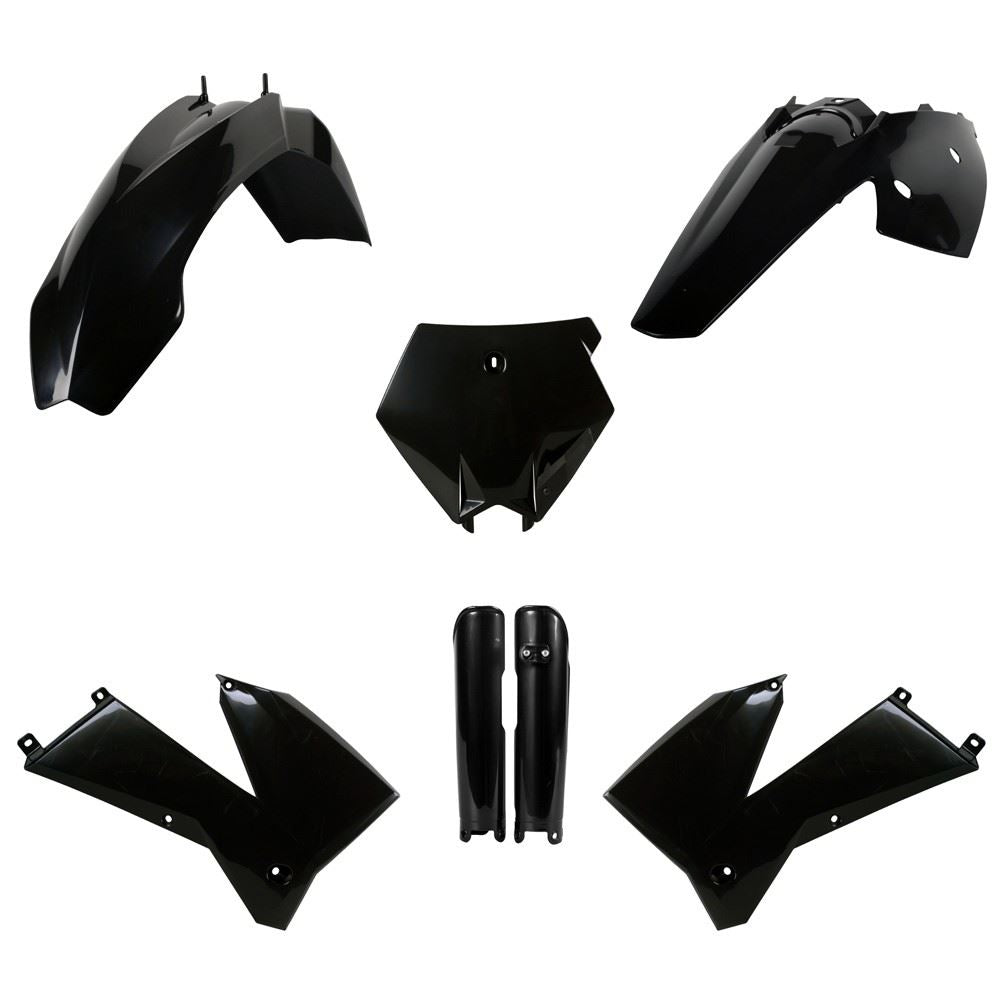 POLISPORT PLASTIC KIT + FORK GUARDS KTM SX 2005-2006, EXC 2005-2007, BLACK
