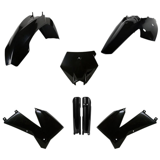POLISPORT PLASTIC KIT + FORK GUARDS KTM SX 2005-2006, EXC 2005-2007, BLACK
