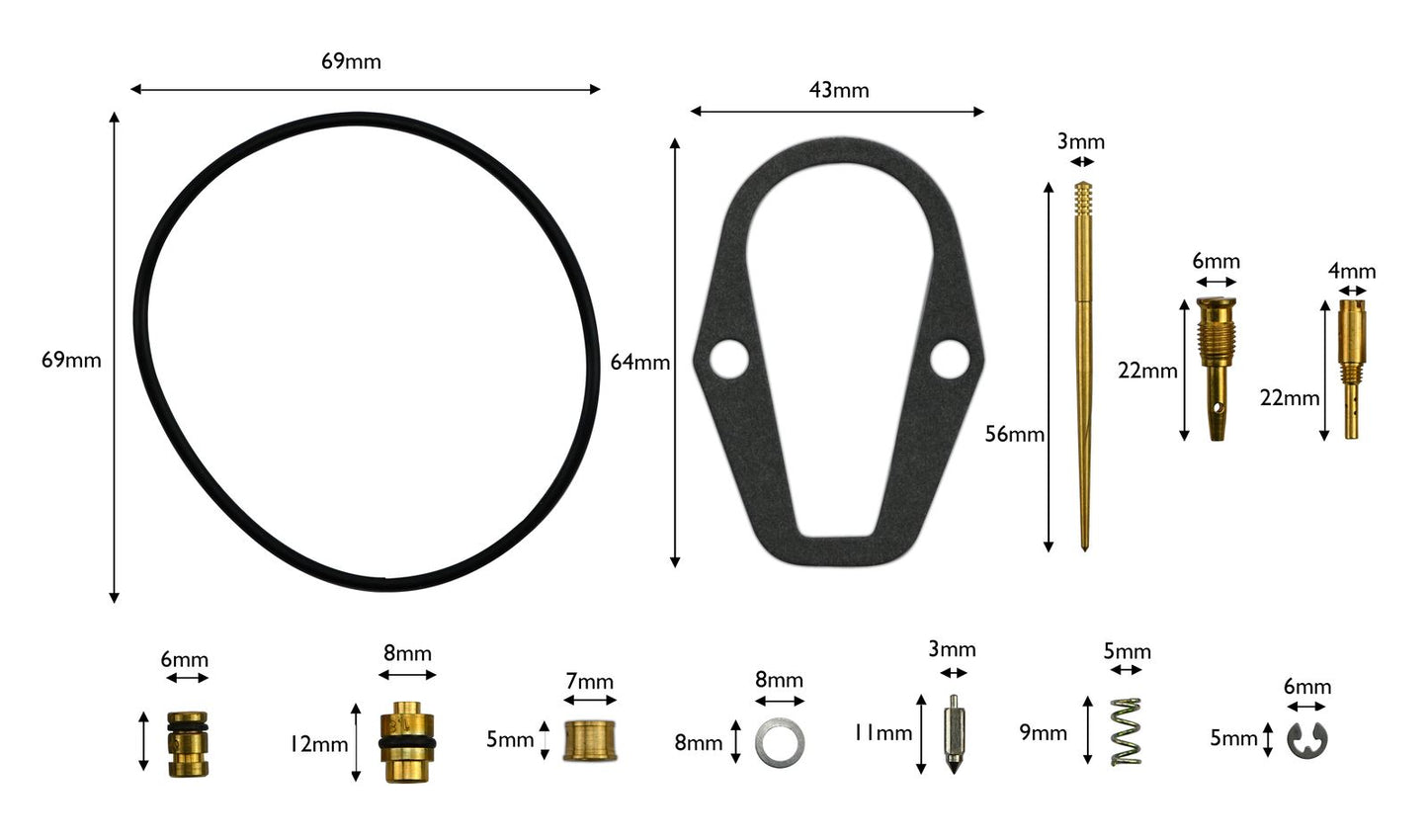 Carb Repair Kit Honda CB360 G5, CJ360T 74-78