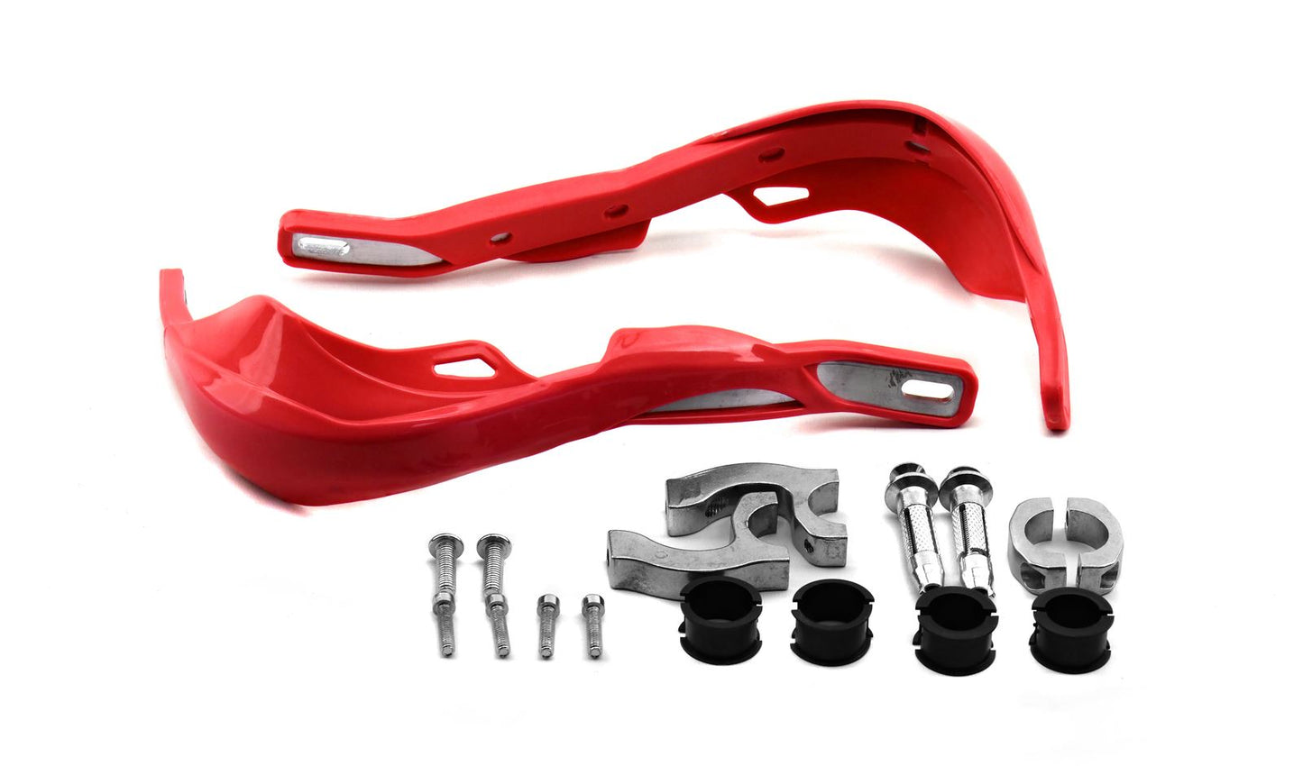 Handguards Wrap Around Red With Alloy Reinforcement Bar & Full Fitting Kit