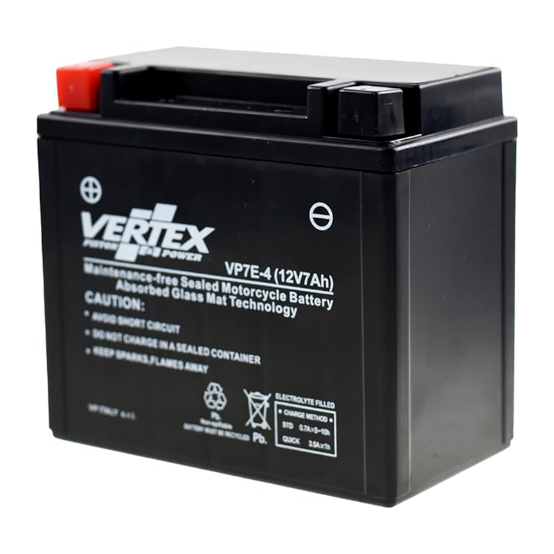 Vertex VP7E-4 Battery replaces CB7-A,12N7-4A (L:137 mm x W:76 mm x H:124 mm)
