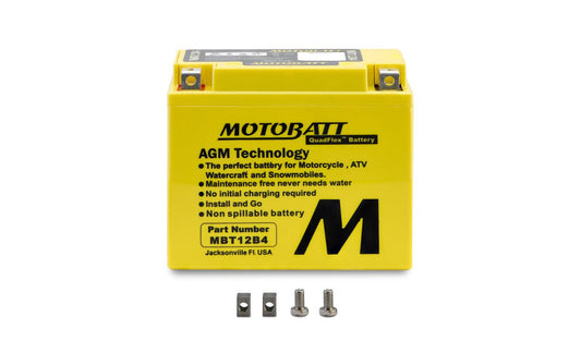 Motobatt Battery MBT12B4 12v 12.7Ah (20Hr) CCA:165A YT12BBS, YT12B4 L:150mm x H:130mm x W:70mm