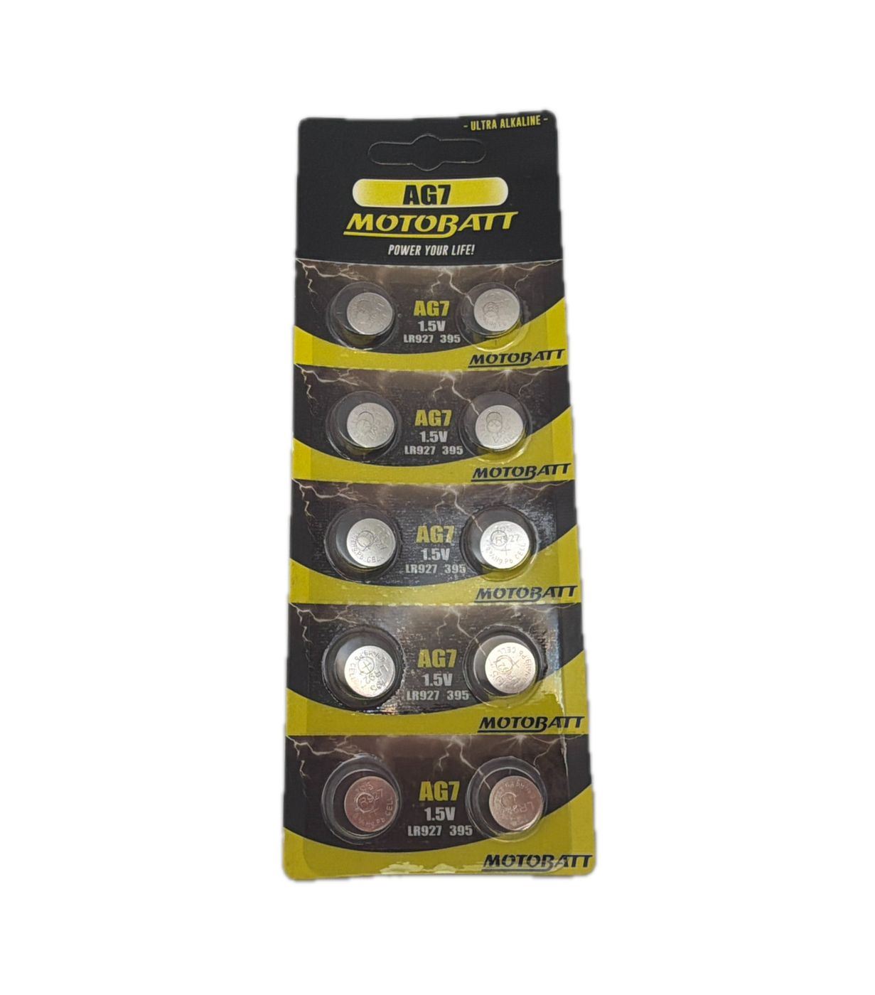 Motobatt AG7, LR926, 395, 399 1.5v 45mAH Alkaline Button Cell Batteries