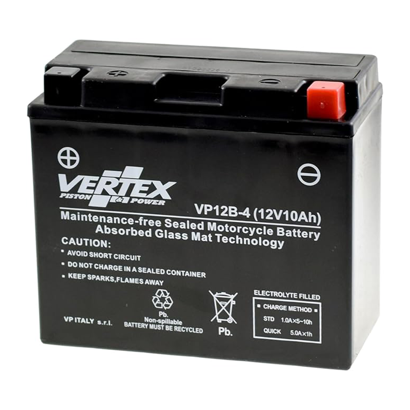 Vertex VP12B-4 Battery replaces CT12B-4, CT12B-BS (L:150 mm x W:70 mm x H:130 mm)