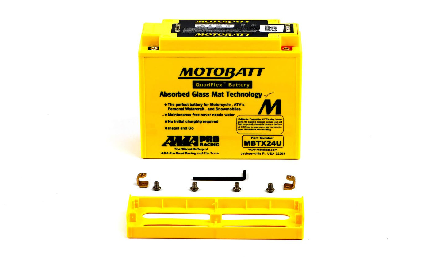 Motobatt Battery MBTX24U 12v 26.5Ah (20Hr) CCA:350A YTX18LBS L:205mm x H:162mm x W:87mm