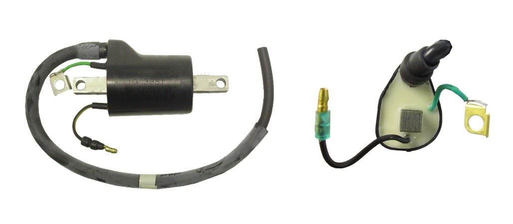 Ignition Coil 12v CDI Single Lead 2 Terminals Bullet & Earth Ring (100mm Centres) (P:0.45Oh, S: 9.65KOh)